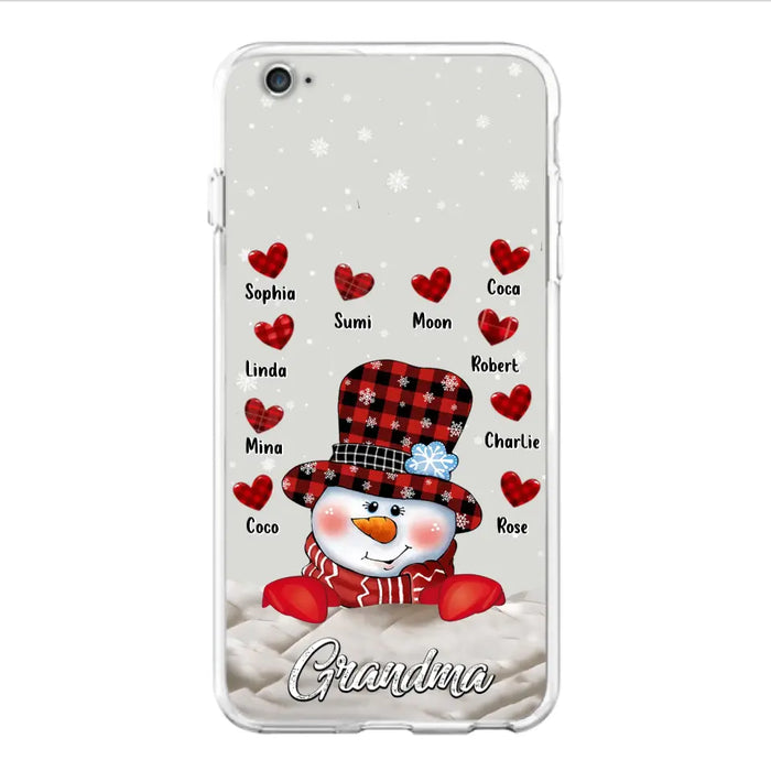 Personalized Snowman Grandma Phone Case - Christmas Gift Idea For Grandma - Up to 10 Kids - Case For iPhone/Samsung