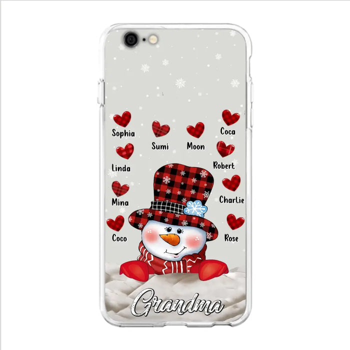 Personalized Snowman Grandma Phone Case - Christmas Gift Idea For Grandma - Up to 10 Kids - Case For iPhone/Samsung