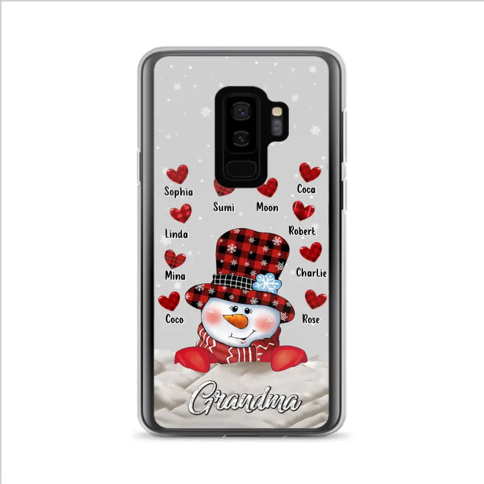 Personalized Snowman Grandma Phone Case - Christmas Gift Idea For Grandma - Up to 10 Kids - Case For iPhone/Samsung