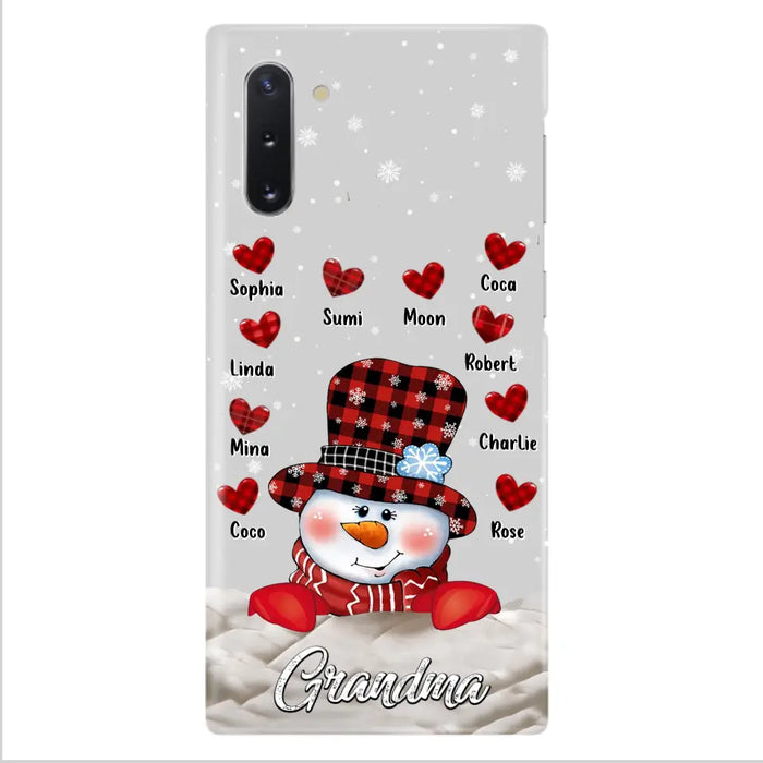 Personalized Snowman Grandma Phone Case - Christmas Gift Idea For Grandma - Up to 10 Kids - Case For iPhone/Samsung