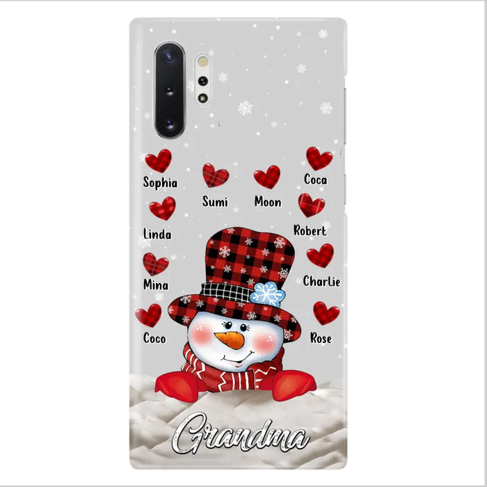 Personalized Snowman Grandma Phone Case - Christmas Gift Idea For Grandma - Up to 10 Kids - Case For iPhone/Samsung