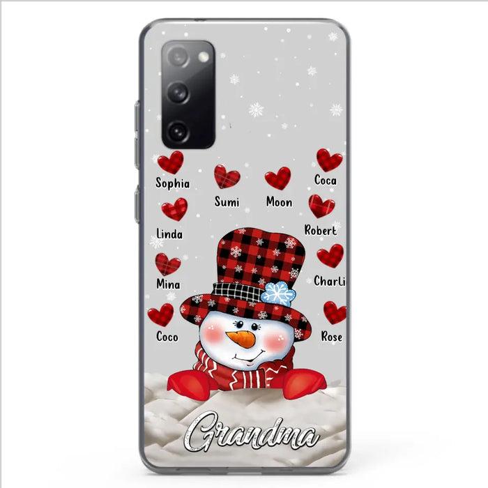 Personalized Snowman Grandma Phone Case - Christmas Gift Idea For Grandma - Up to 10 Kids - Case For iPhone/Samsung