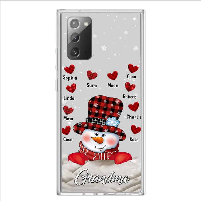 Personalized Snowman Grandma Phone Case - Christmas Gift Idea For Grandma - Up to 10 Kids - Case For iPhone/Samsung