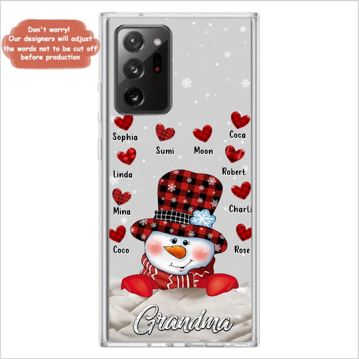 Personalized Snowman Grandma Phone Case - Christmas Gift Idea For Grandma - Up to 10 Kids - Case For iPhone/Samsung