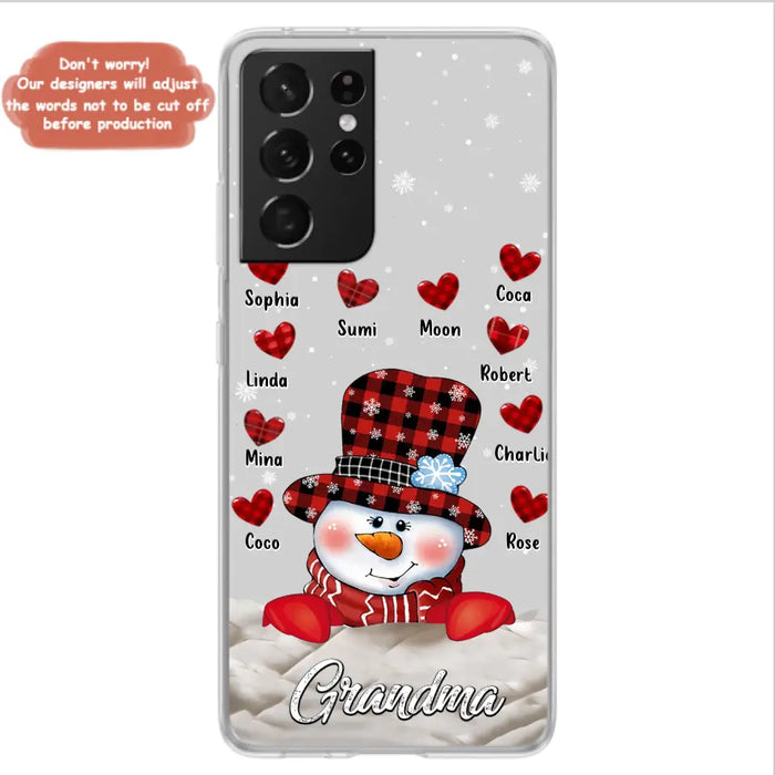 Personalized Snowman Grandma Phone Case - Christmas Gift Idea For Grandma - Up to 10 Kids - Case For iPhone/Samsung