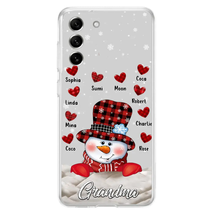 Personalized Snowman Grandma Phone Case - Christmas Gift Idea For Grandma - Up to 10 Kids - Case For iPhone/Samsung