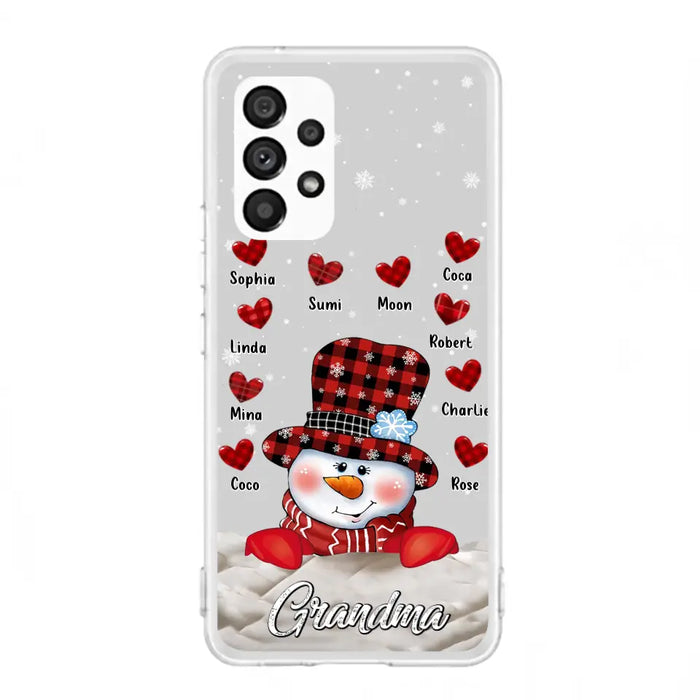 Personalized Snowman Grandma Phone Case - Christmas Gift Idea For Grandma - Up to 10 Kids - Case For iPhone/Samsung