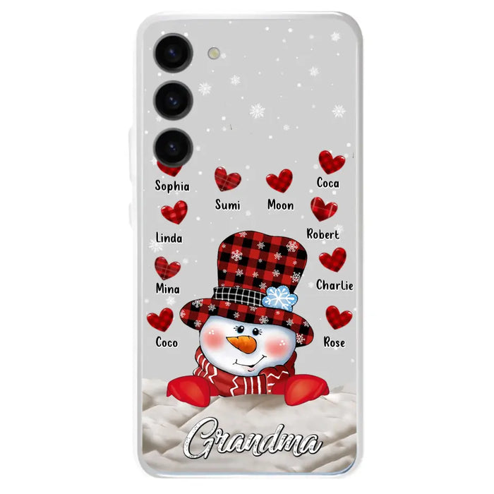 Personalized Snowman Grandma Phone Case - Christmas Gift Idea For Grandma - Up to 10 Kids - Case For iPhone/Samsung