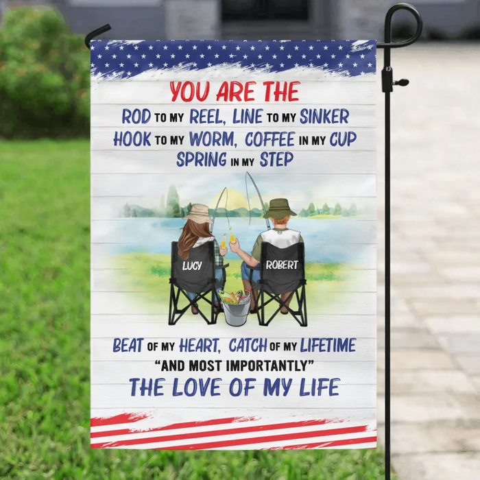 Custom Personalized Fishing Couple Flag - Gift Idea for Couple - You Are The Rod To My Reel
