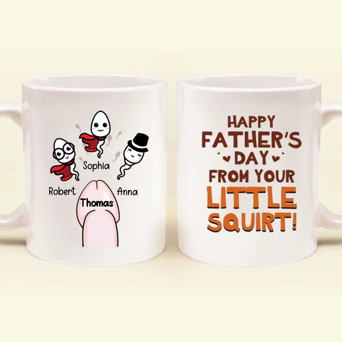 Custom Personalized Sperms Mug - Gift Idea From Kids to Father/ For Father's Day - Upto 3 Sperms - Happy Father's Day From Your Little Squirt