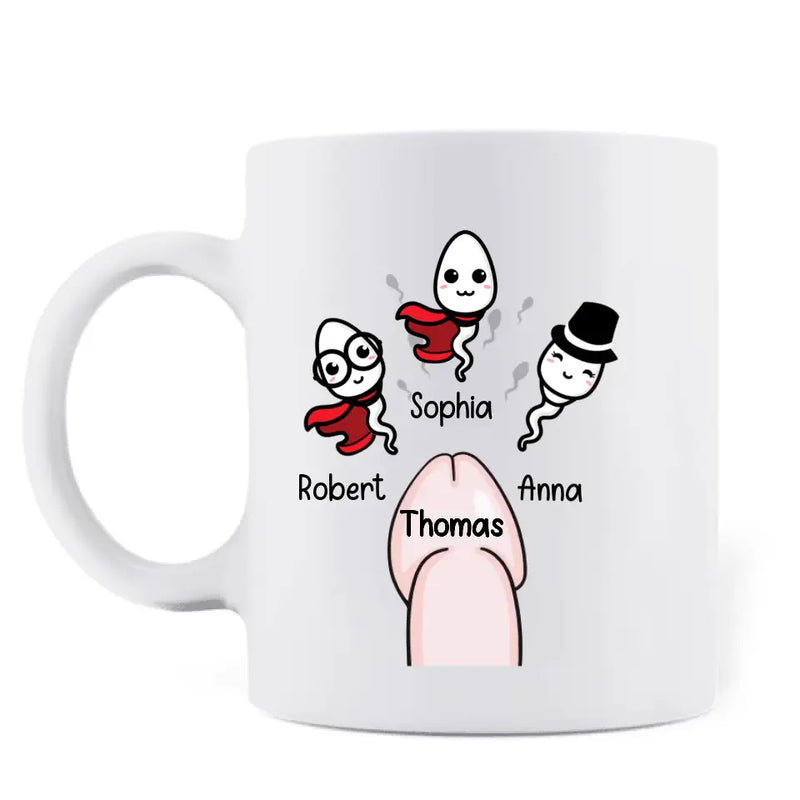 Personalized Sperms Mug - Father's Day Gift Idea From Kids to Father - Up to 3 Sperms - Happy Father's Day From Your Little Squirt