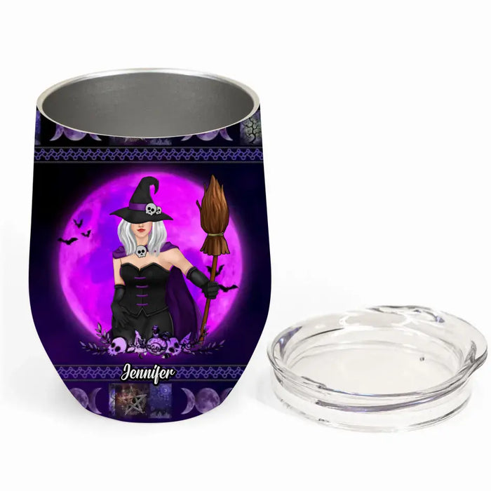 Personalized Witch Wine Tumbler - Gift Idea For Halloween/Witch Lovers - I'm Not A Bad Witch I'm A Real Witch