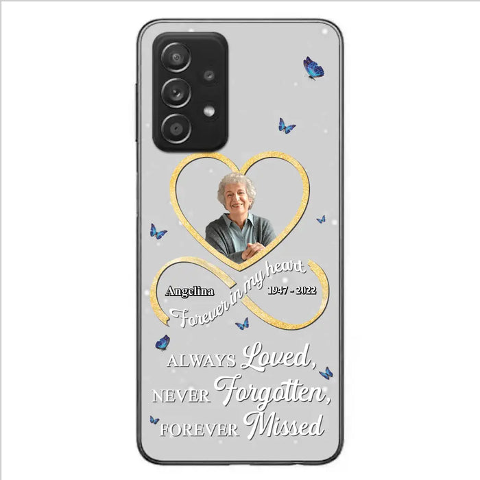 Custom Personalized Memorial Wing Heart Phone Case - Memorial Gift Idea For Family - Case For iPhone/Samsung - Always Loved Never Forgotten Forever Missed