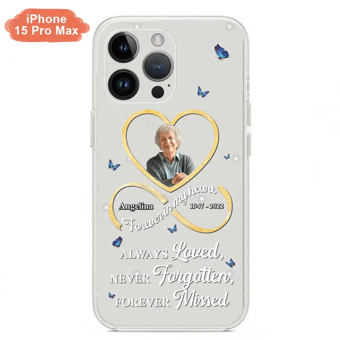 Custom Personalized Memorial Wing Heart Phone Case - Memorial Gift Idea For Family - Case For iPhone/Samsung - Always Loved Never Forgotten Forever Missed