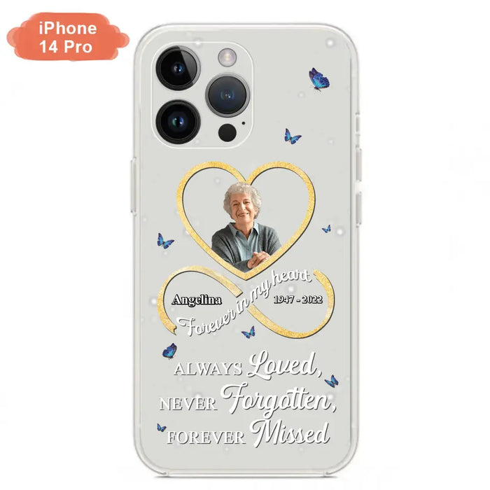 Custom Personalized Memorial Wing Heart Phone Case - Memorial Gift Idea For Family - Case For iPhone/Samsung - Always Loved Never Forgotten Forever Missed