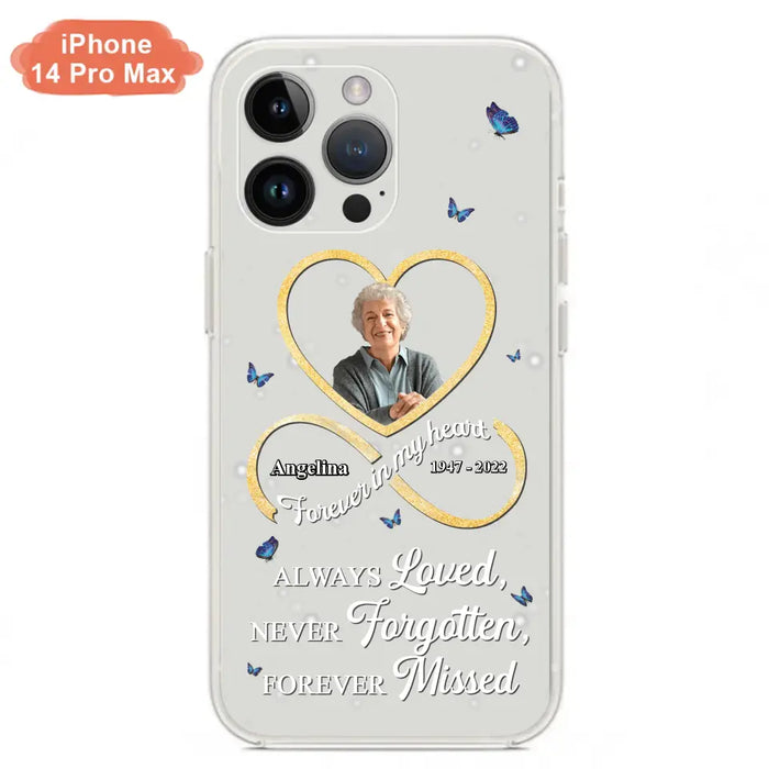 Custom Personalized Memorial Wing Heart Phone Case - Memorial Gift Idea For Family - Case For iPhone/Samsung - Always Loved Never Forgotten Forever Missed