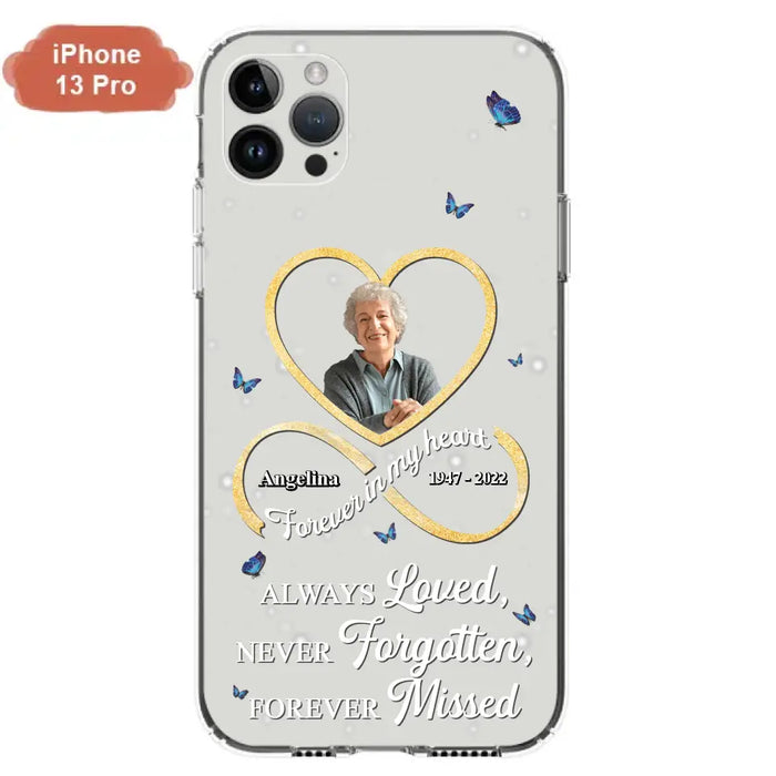 Custom Personalized Memorial Wing Heart Phone Case - Memorial Gift Idea For Family - Case For iPhone/Samsung - Always Loved Never Forgotten Forever Missed