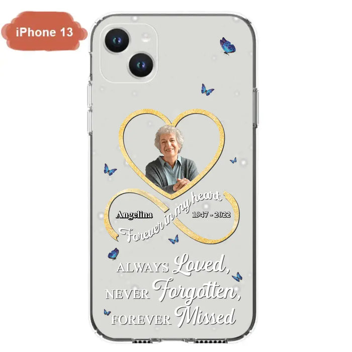 Custom Personalized Memorial Wing Heart Phone Case - Memorial Gift Idea For Family - Case For iPhone/Samsung - Always Loved Never Forgotten Forever Missed