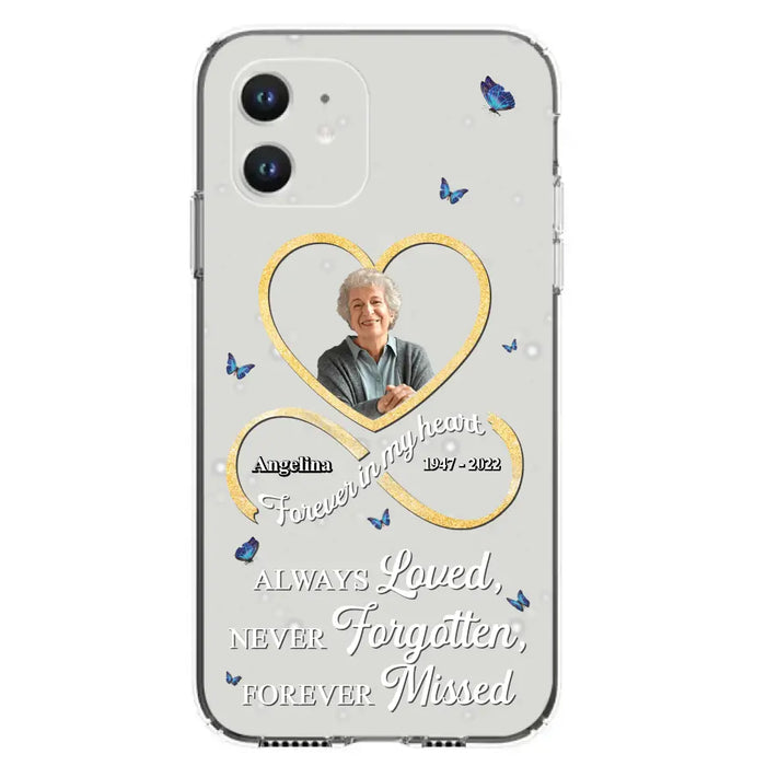 Custom Personalized Memorial Wing Heart Phone Case - Memorial Gift Idea For Family - Case For iPhone/Samsung - Always Loved Never Forgotten Forever Missed