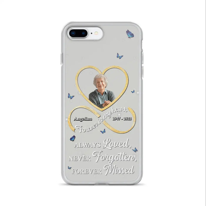 Custom Personalized Memorial Wing Heart Phone Case - Memorial Gift Idea For Family - Case For iPhone/Samsung - Always Loved Never Forgotten Forever Missed