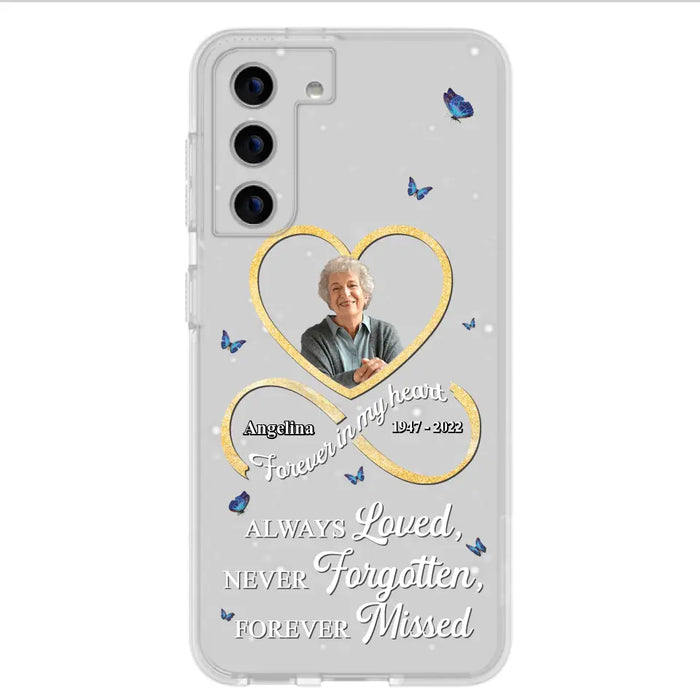 Custom Personalized Memorial Wing Heart Phone Case - Memorial Gift Idea For Family - Case For iPhone/Samsung - Always Loved Never Forgotten Forever Missed