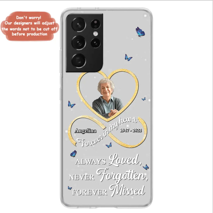 Custom Personalized Memorial Wing Heart Phone Case - Memorial Gift Idea For Family - Case For iPhone/Samsung - Always Loved Never Forgotten Forever Missed