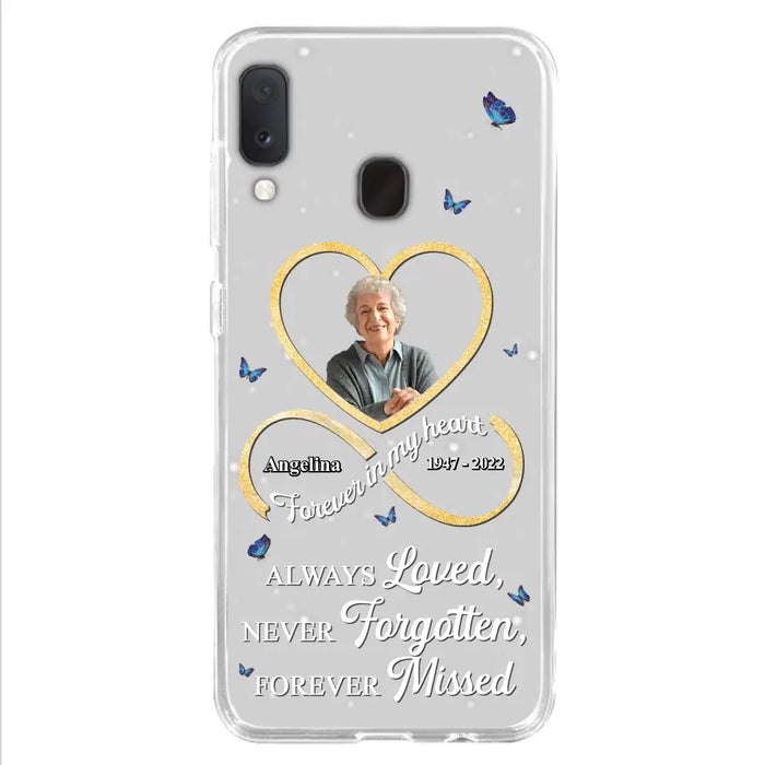 Custom Personalized Memorial Wing Heart Phone Case - Memorial Gift Idea For Family - Case For iPhone/Samsung - Always Loved Never Forgotten Forever Missed