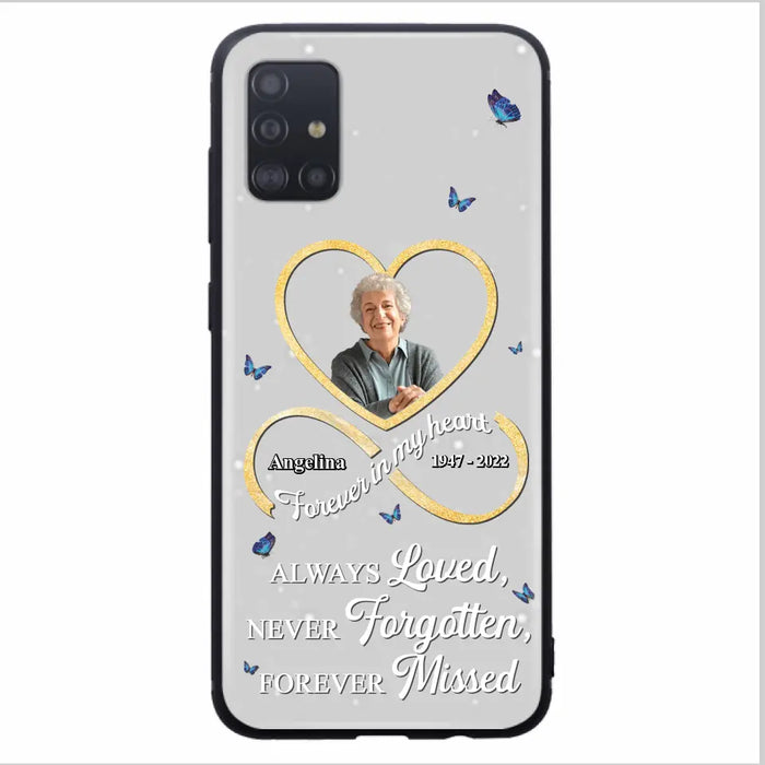 Custom Personalized Memorial Wing Heart Phone Case - Memorial Gift Idea For Family - Case For iPhone/Samsung - Always Loved Never Forgotten Forever Missed