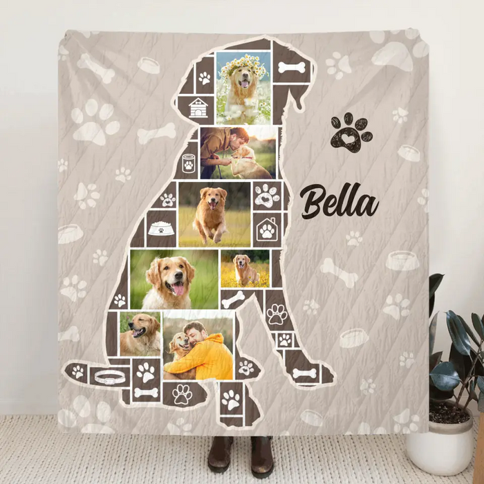 Custom Personalized Dog Photo Quilt/Single Layer Fleece Blanket - Gift Idea for Dog Lovers
