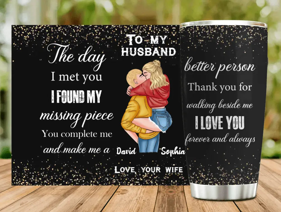 Custom Personalized Couple Tumbler - Christmas Gift Idea For Couple/ Husband/ Wife - To My Husband The Day I Met You