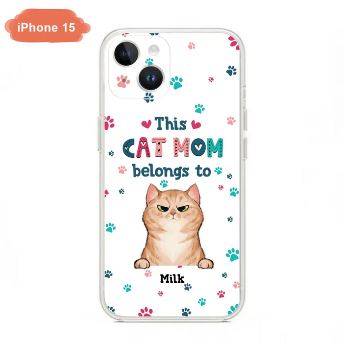 Custom Personalized Cat Phone Case For iPhone And Samsung - Gift Idea For Cat Lover - Up to 6 Cats - This Cat Mom Belongs To