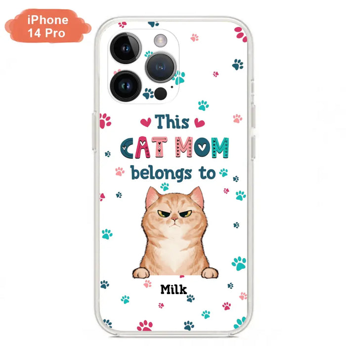 Custom Personalized Cat Phone Case For iPhone And Samsung - Gift Idea For Cat Lover - Up to 6 Cats - This Cat Mom Belongs To