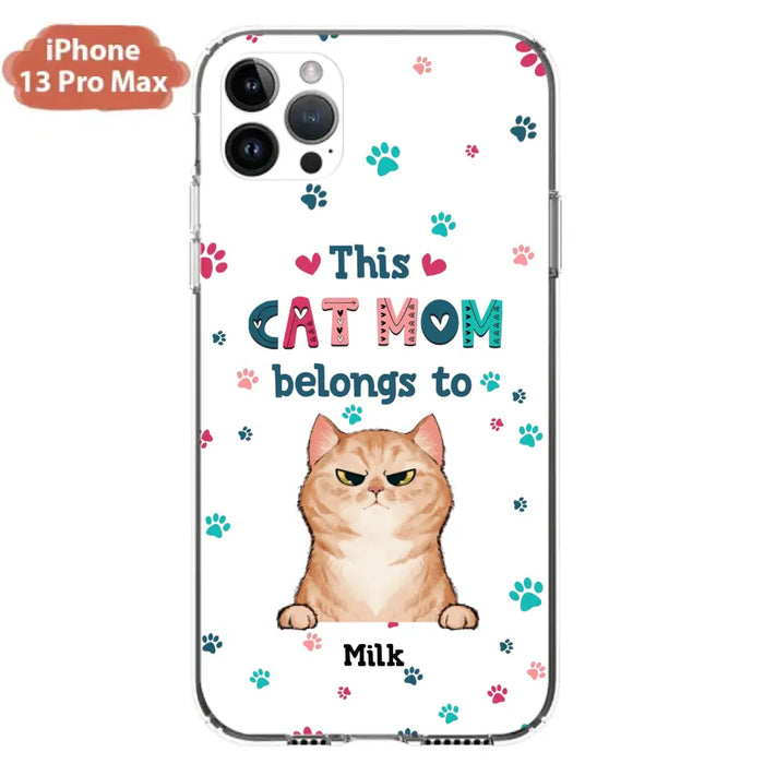 Custom Personalized Cat Phone Case For iPhone And Samsung - Gift Idea For Cat Lover - Up to 6 Cats - This Cat Mom Belongs To