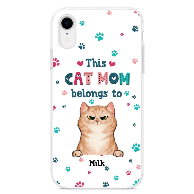 Custom Personalized Cat Phone Case For iPhone And Samsung - Gift Idea For Cat Lover - Up to 6 Cats - This Cat Mom Belongs To