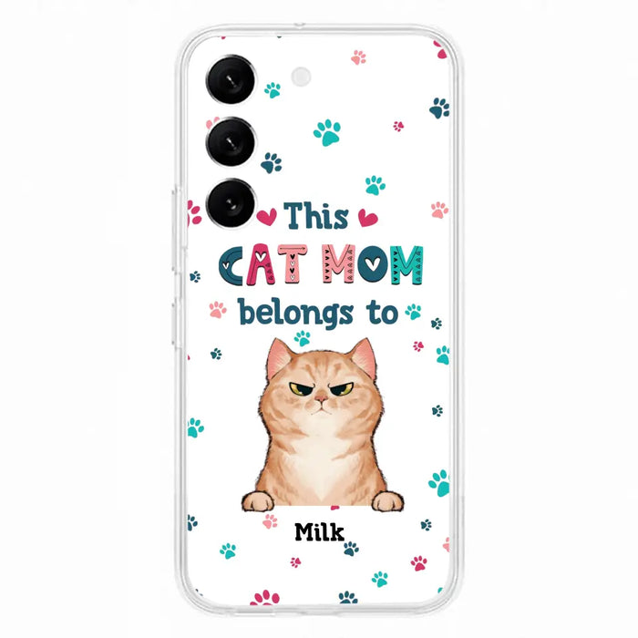 Custom Personalized Cat Phone Case For iPhone And Samsung - Gift Idea For Cat Lover - Up to 6 Cats - This Cat Mom Belongs To