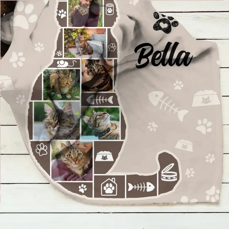 Personalized Cat Photo Fleece Throw Blanket/Quilt - Gift Idea for Cat Lovers - Upload Photos
