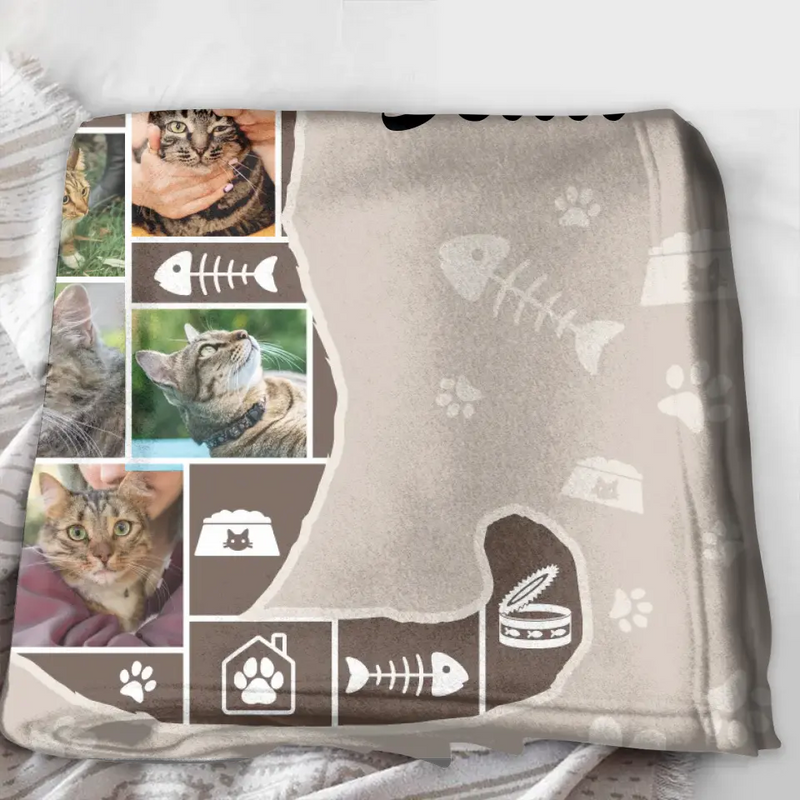 Personalized Cat Photo Fleece Throw Blanket/Quilt - Gift Idea for Cat Lovers - Upload Photos