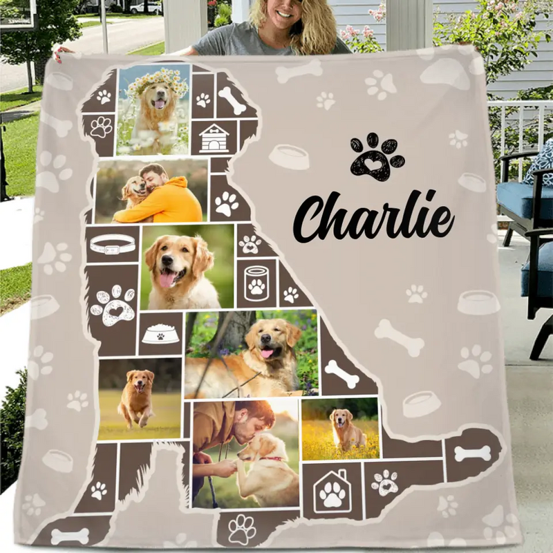 Personalized Dog Photo Fleece Throw Blanket/Quilt - Gift Idea for Dog Lovers - Upload Photos