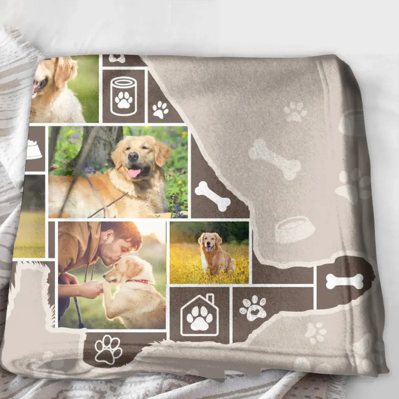 Personalized Dog Photo Fleece Throw Blanket/Quilt - Gift Idea for Dog Lovers - Upload Photos