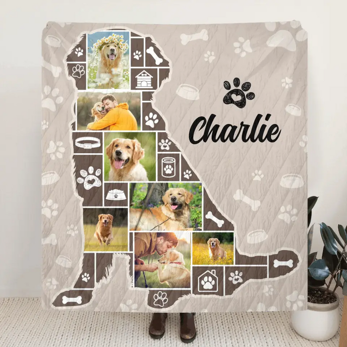 Personalized Dog Photo Quilt/Single Layer Fleece Blanket - Gift Idea for Dog Lovers