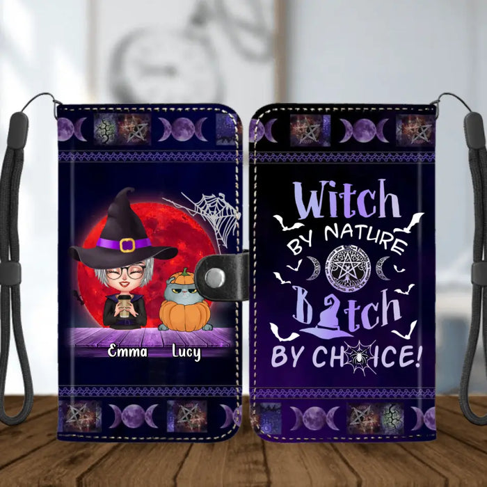 Personalized Witch Phone Wallet - Up to 6 Cats/Dogs - Halloween Gift Idea For Cat/Dog Lovers - Witch By Nature Bitch By Choice