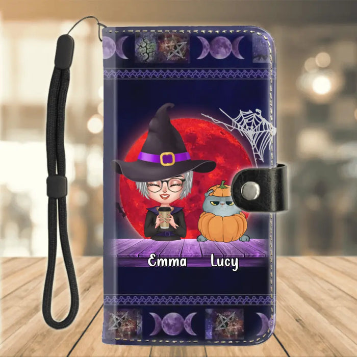 Personalized Witch Phone Wallet - Up to 6 Cats/Dogs - Halloween Gift Idea For Cat/Dog Lovers - Witch By Nature Bitch By Choice