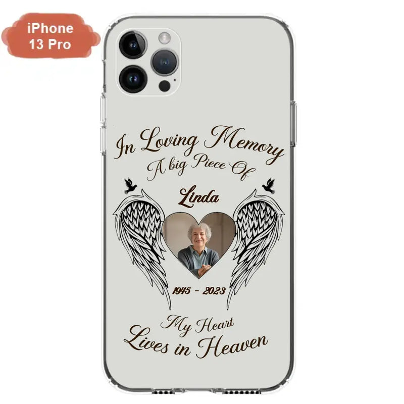 Personalized Memorial Phone Case - Upload Photo - Memorial Gift Idea For Family Member/Pet Lovers - In Loving Memory A Big Piece Of My Heart Lives In Heaven
