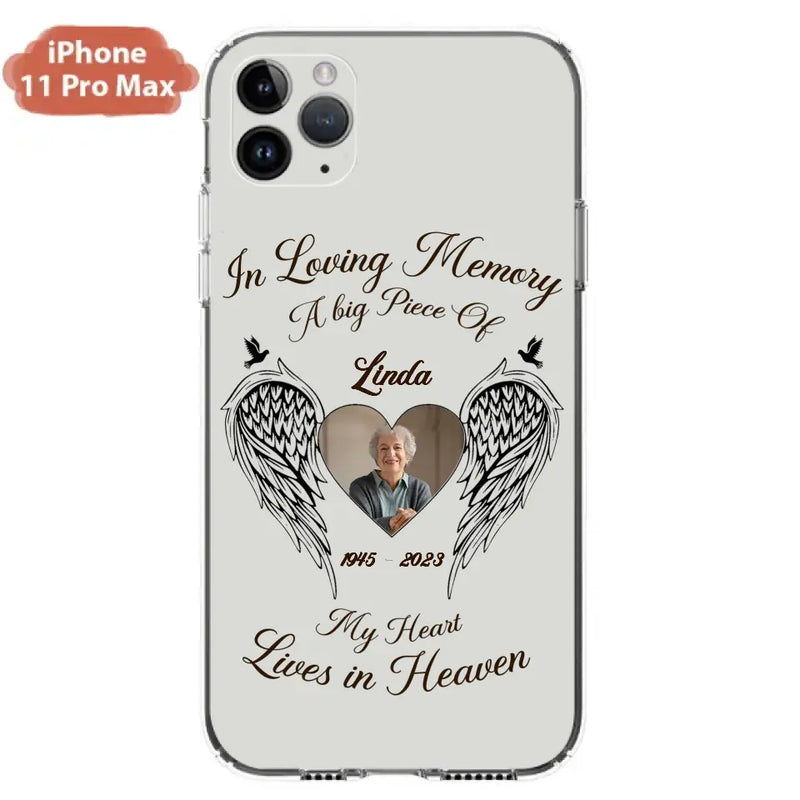 Personalized Memorial Phone Case - Upload Photo - Memorial Gift Idea For Family Member/Pet Lovers - In Loving Memory A Big Piece Of My Heart Lives In Heaven