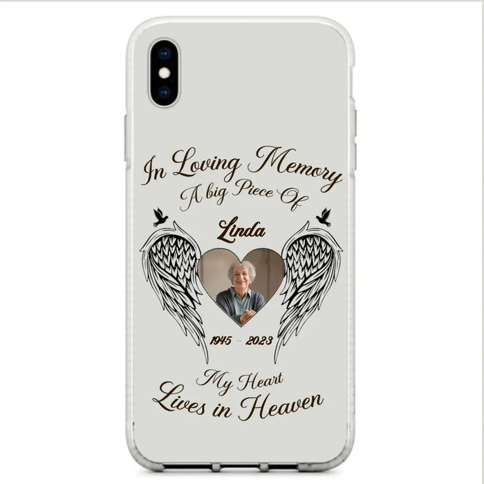 Custom Personalized Memorial Phone Case - Upload Photo - Memorial Gift Idea For Family Member/Pet Lovers - In Loving Memory A Big Piece Of My Heart Lives In Heaven