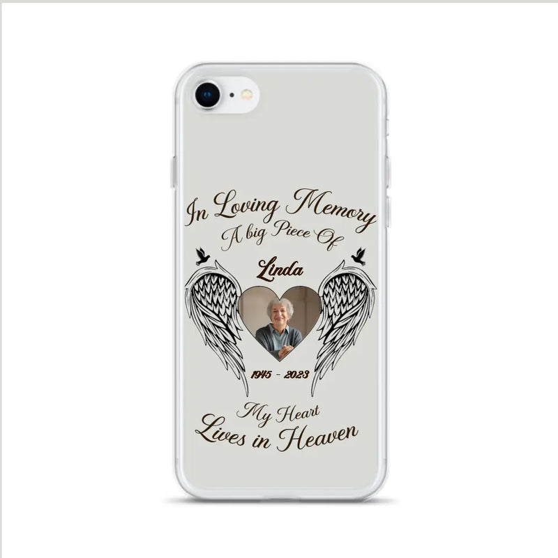 Personalized Memorial Phone Case - Upload Photo - Memorial Gift Idea For Family Member/Pet Lovers - In Loving Memory A Big Piece Of My Heart Lives In Heaven