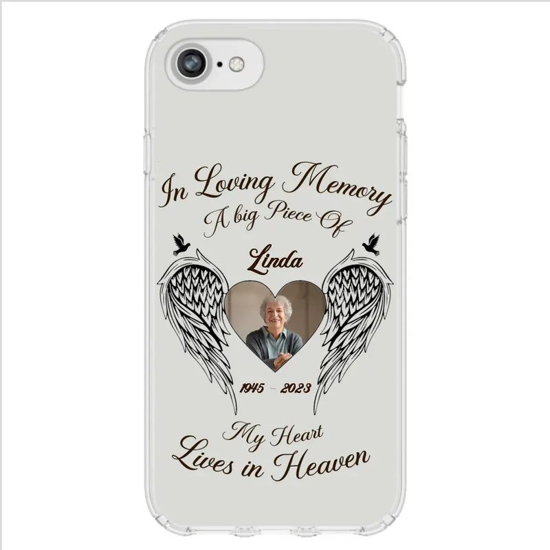 Personalized Memorial Phone Case - Upload Photo - Memorial Gift Idea For Family Member/Pet Lovers - In Loving Memory A Big Piece Of My Heart Lives In Heaven