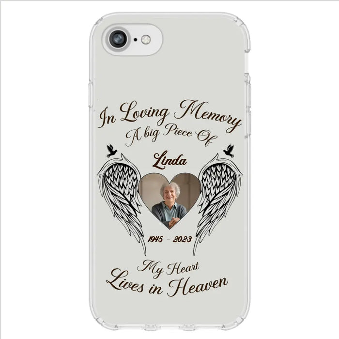 Custom Personalized Memorial Phone Case - Upload Photo - Memorial Gift Idea For Family Member/Pet Lovers - In Loving Memory A Big Piece Of My Heart Lives In Heaven