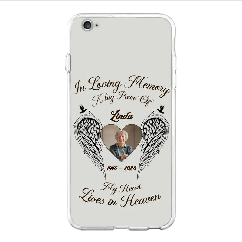 Personalized Memorial Phone Case - Upload Photo - Memorial Gift Idea For Family Member/Pet Lovers - In Loving Memory A Big Piece Of My Heart Lives In Heaven