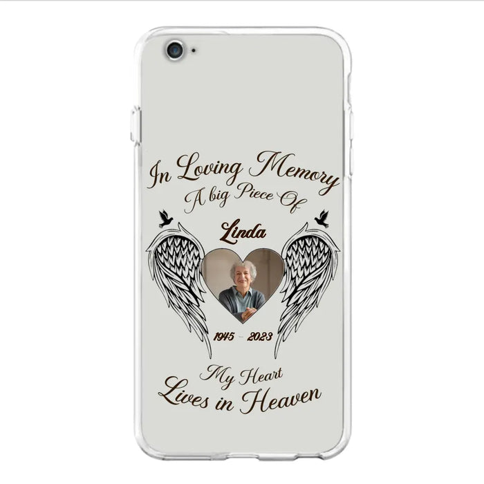 Custom Personalized Memorial Phone Case - Upload Photo - Memorial Gift Idea For Family Member/Pet Lovers - In Loving Memory A Big Piece Of My Heart Lives In Heaven